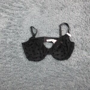 Victoria's Secret Tease Bra Womens 38DD Black Flocked Balconette Unlined NWT